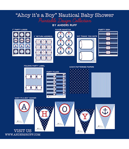 Ahoy It's A Boy Nautical Baby Shower Printables Collection